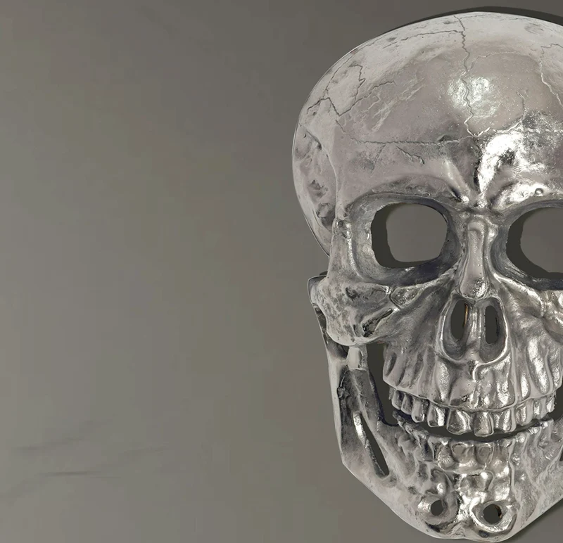 Wanddeko Totenkopf Aluminium Silber 41cm Schädel Modern Deko