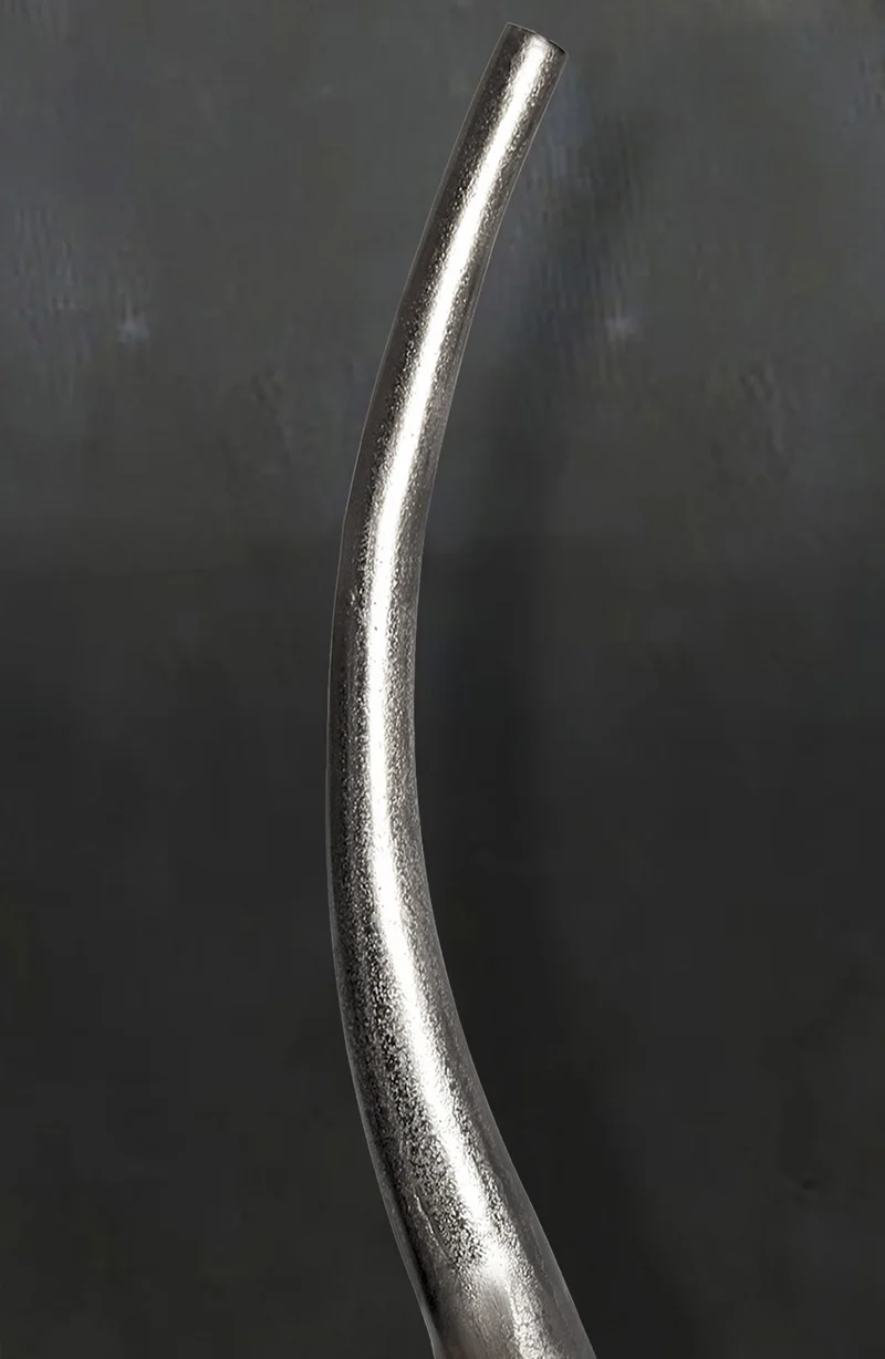 Vase 100cm Aluminium Silber Spirale Blumenvase Modern Groß Handgefertigt