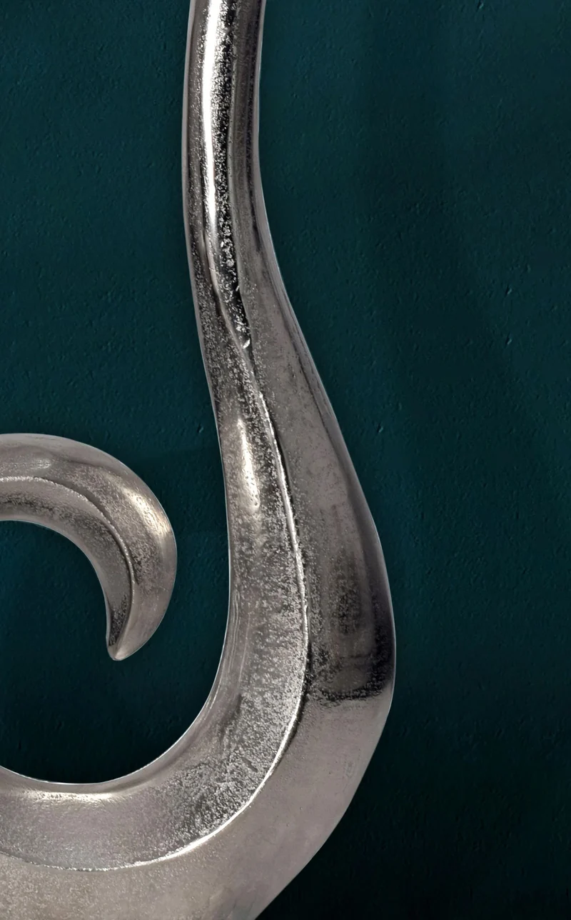 Vase 47cm Aluminium Silber Spirale Modern Tischdeko Handgefertigt