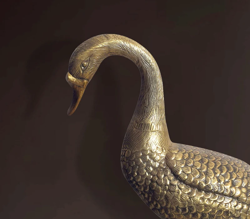 Dekofigur Gans Aluminium Gold 46cm Modern Tischdekoration