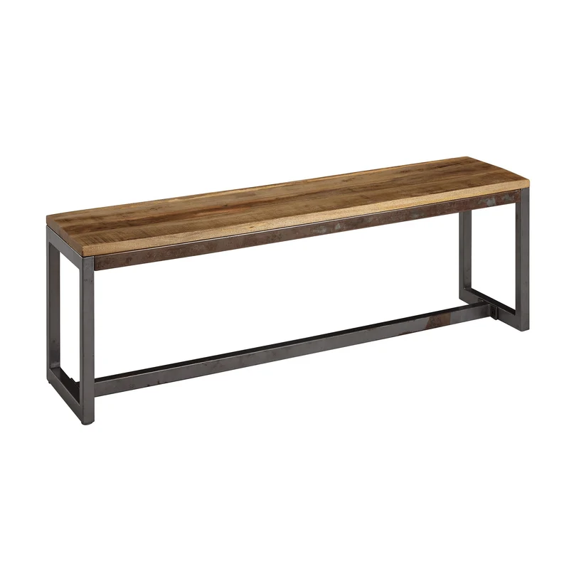 Esszimmerbank 120cm Mango Massivholz Metall Vintage ohne Rückenlehne