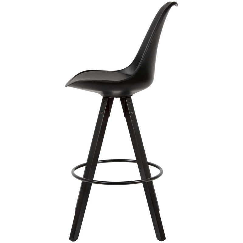 Barhocker Set 2er Schwarz Kunstleder Massivholz Skandinavisch 77cm