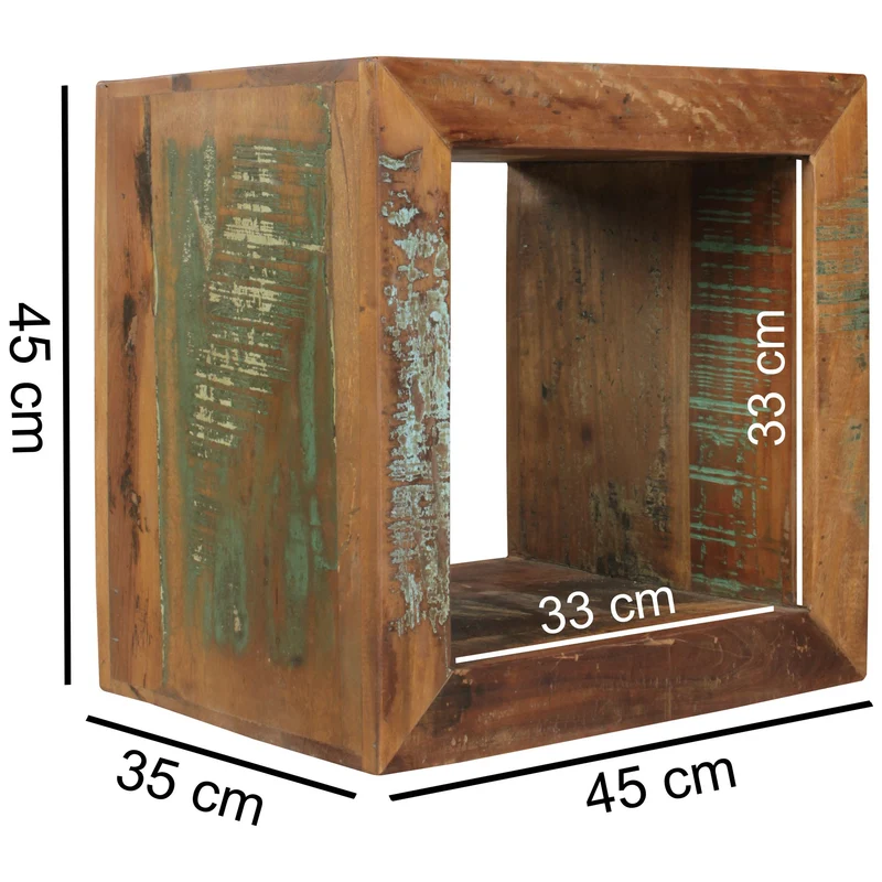 Beistelltisch Kalkutta Massivholz Cube 45x45x35cm mit Ablage Wohnzimmer