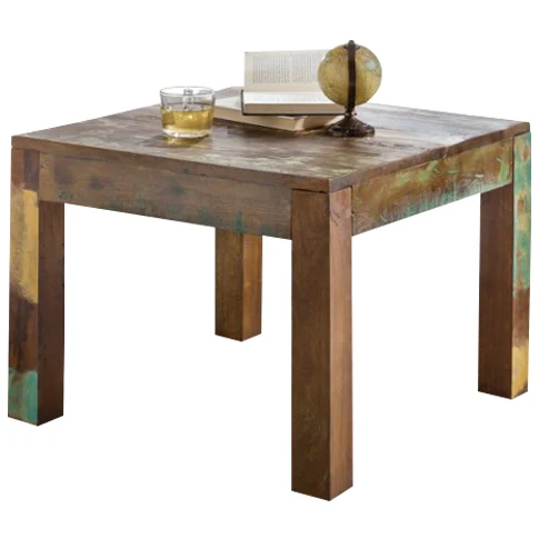 Couchtisch Kalkutta 60x47x60cm Massivholz Shabby-Chic Bootsholz quadratisch