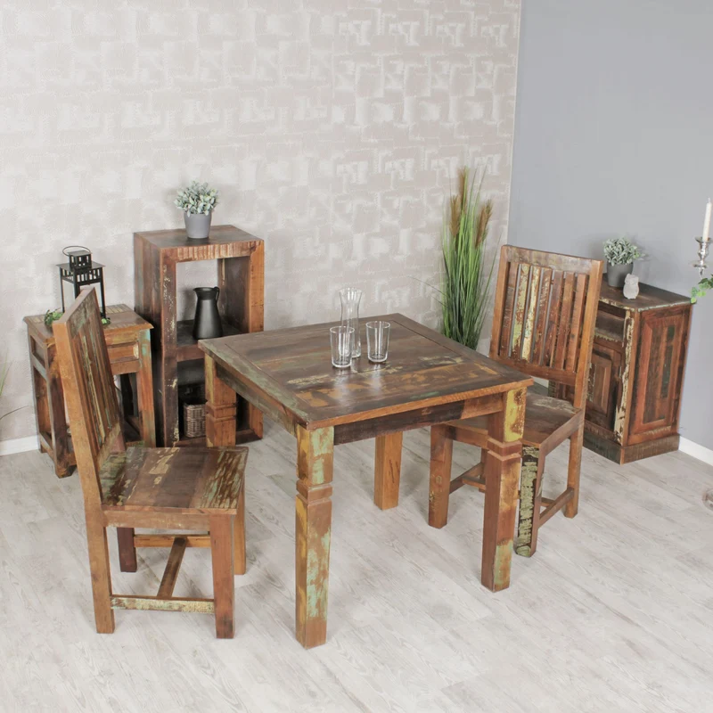 Esstisch Kalkutta 80x80cm Mango Massivholz Shabby Chic Landhausstil