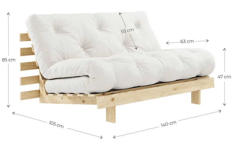 Sofa Schlafsofa ROOTS 140 Polster Cord Kiefer massiv unbehandelt Karup