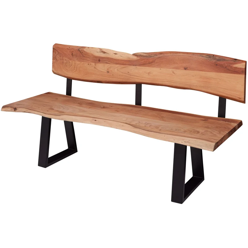 Esszimmerbank GAYA 180cm Akazie Massivholz Baumkante Landhausstil 4-Sitzer