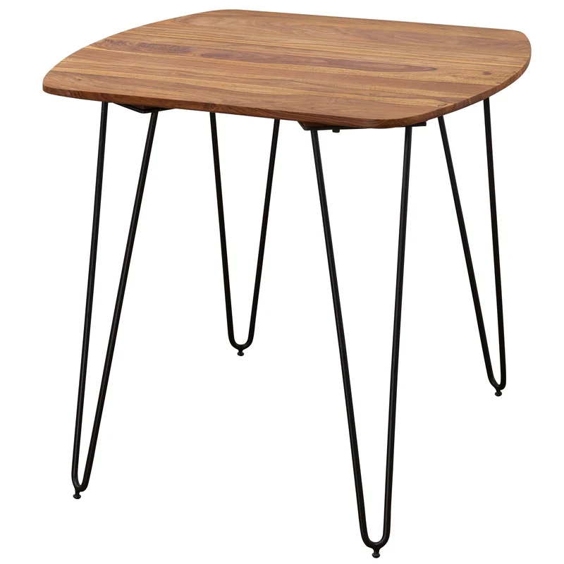 Esszimmertisch 80x80x76cm Sheesham Massivholz Metallbeine Braun Modern