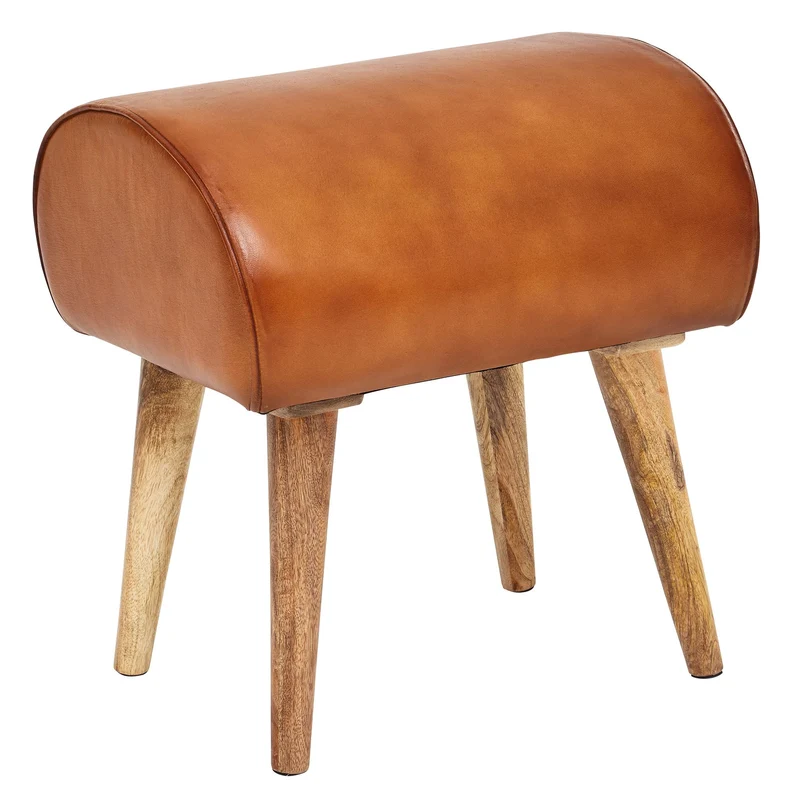 Lederhocker Turnbock Echtleder Massivholz 45x53x40cm Modern Gepolstert