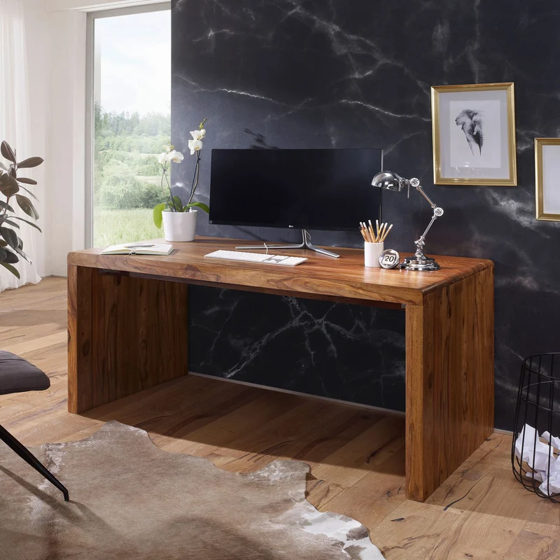 Schreibtisch BOHA 140cm Sheesham Massivholz Landhausstil Modern