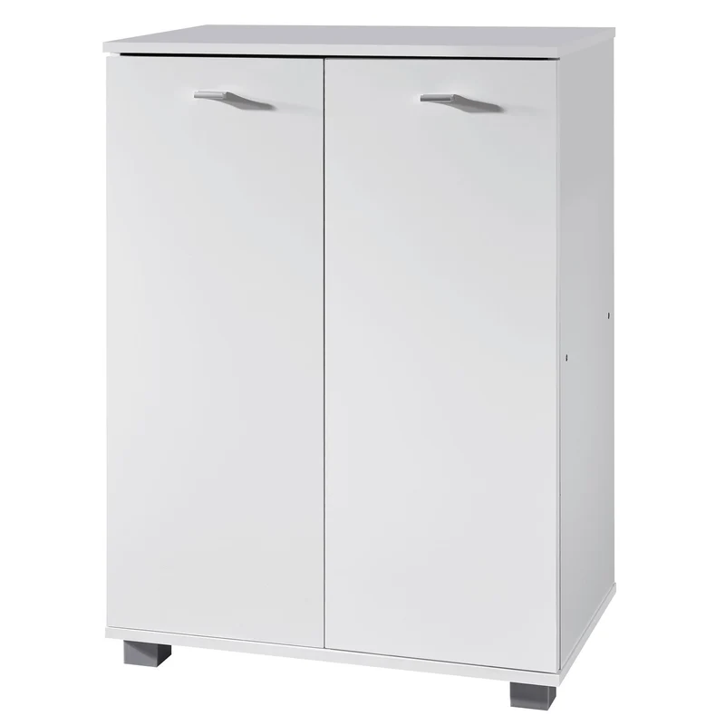 Schuhschrank NIMES modern Holz Weiß 12 Paar 4 Fächer 2 Türen