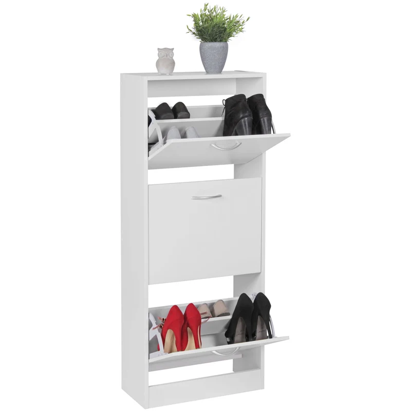 Schuhschrank 3 Fächer klappbar 125cm für 18 Paar modern