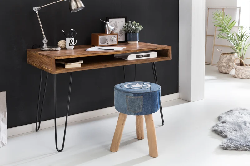 Schreibtisch BAGLI 110x60x76cm Sheesham Massivholz Landhausstil Braun