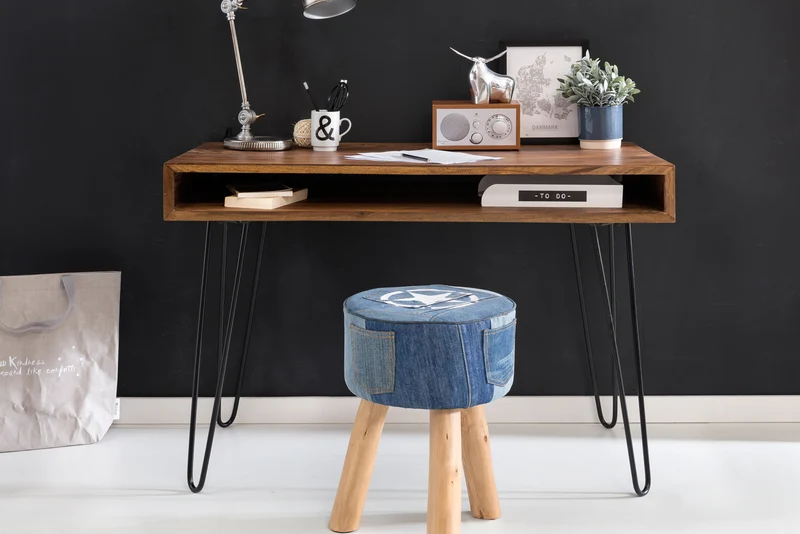 Schreibtisch BAGLI 110x60x76cm Sheesham Massivholz Landhausstil Braun