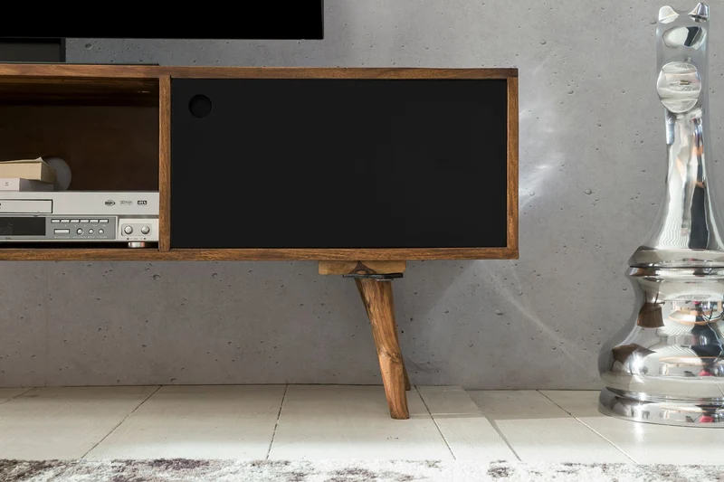 TV Lowboard REPA 140cm Sheesham Landhaus 2 Türen Fach Vintage Braun