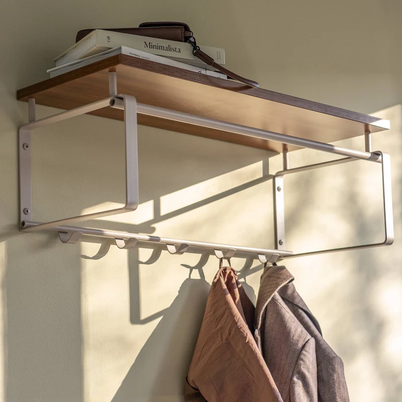 Wandgarderobe REX 3 Silky Taupe, Garderobe mit 5 Haken und Hutablage