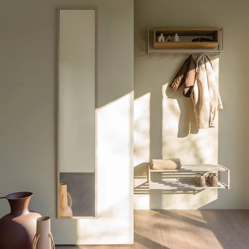 Spiegel SCHOOL L Stahl Silky Taupe von Spinder Design