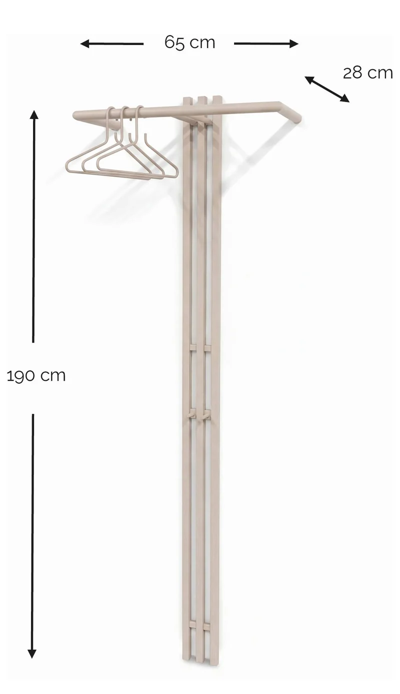 Design Garderobe SENZA 5 Silky Taupe beschichtet Wandgarderobe Spinder