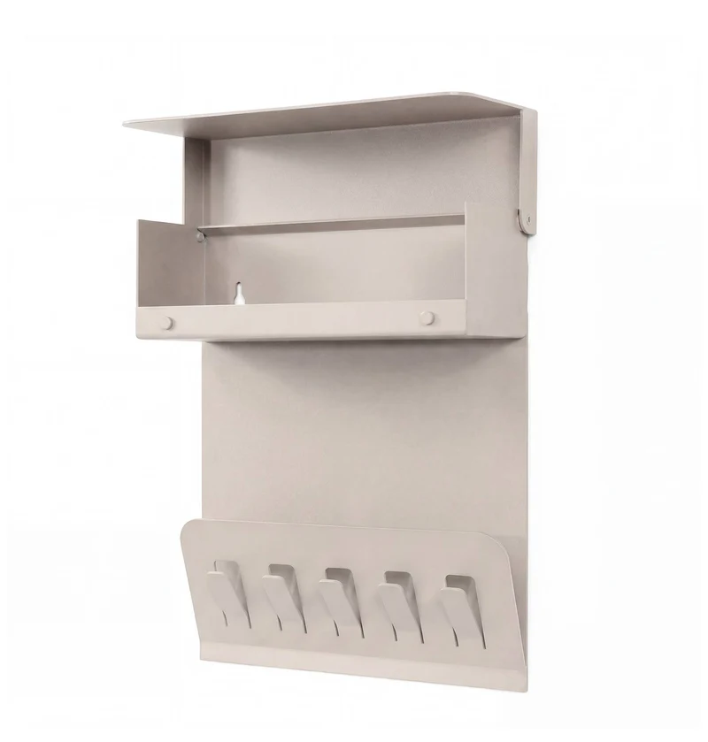 Wandgarderobe KEEPER Silky Taupe Garderobe 5 Haken und Klappe, Spinder