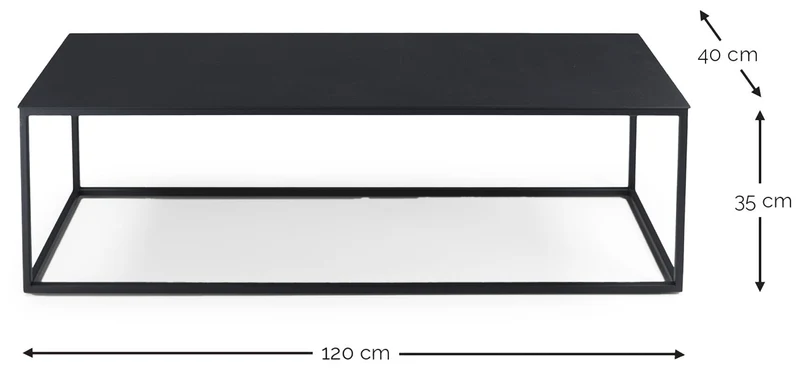 Spinder Couchtisch Stahl Modern Minimalistisch Schwarz 120x35x40 cm