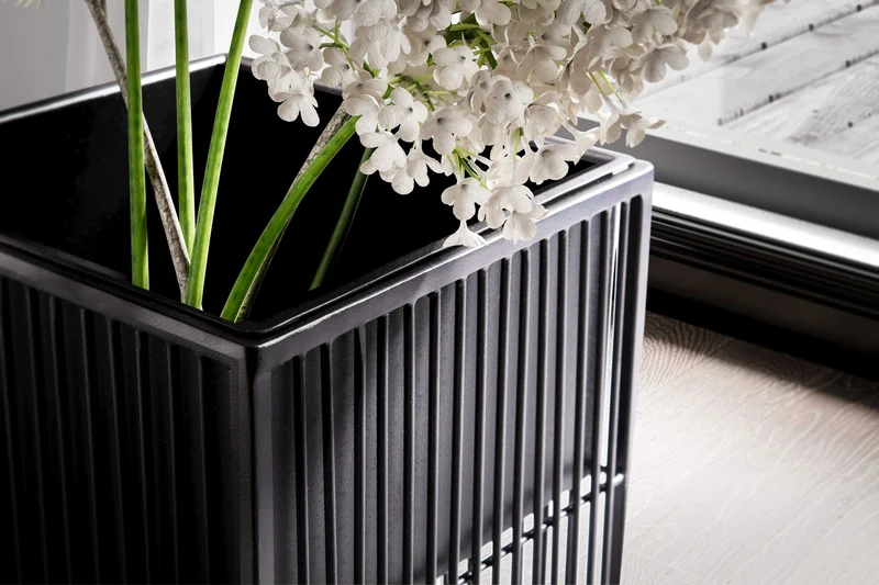 Blumentopf 2er Set Metall Schwarz Quadratisch Indoor Pflanzkübel