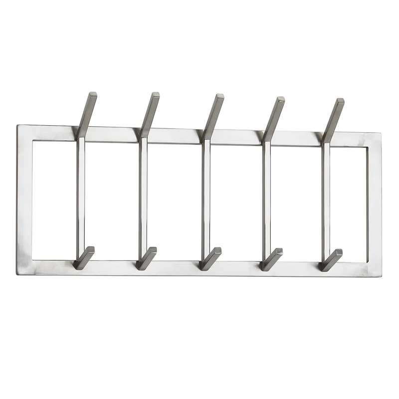 Wandgarderobe Stahl Silber 65x30x10cm Hakenleiste Flur Design