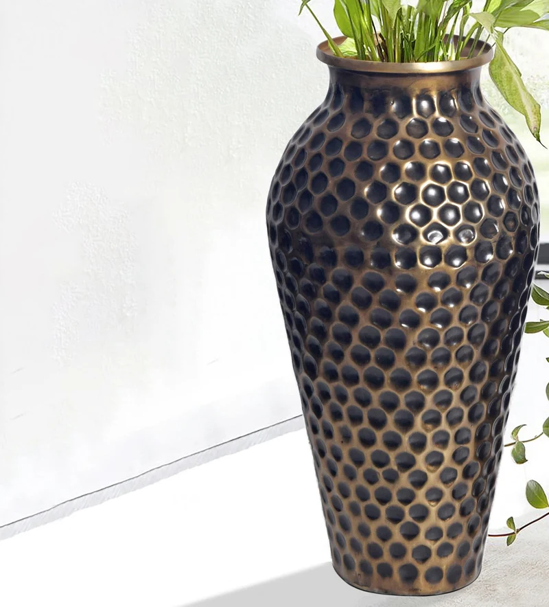 Vase 2er Set Aluminium Gold Amphore Modern Tischvase Handgefertigt