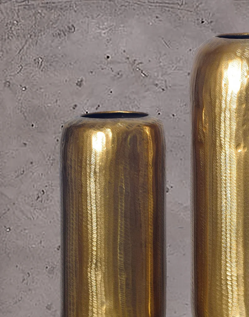 Vase 2er Set Aluminium Gold Zylinder Rund Modern Tischdeko