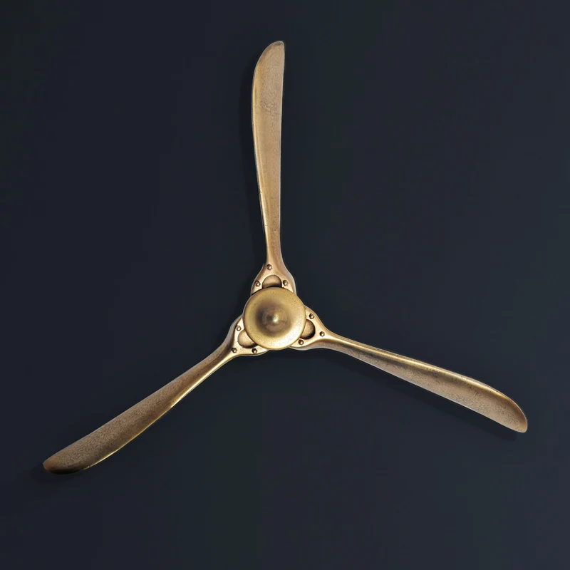 Wandpropeller Deko 85x85cm Gold Metall Flugzeug Aluminium Modern