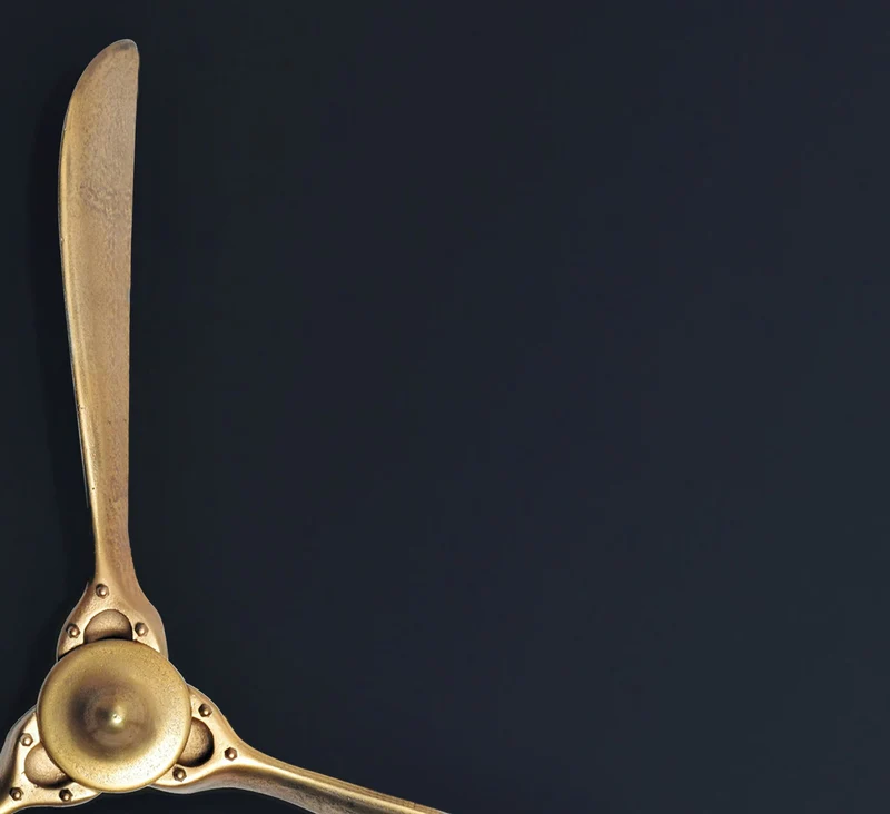Wandpropeller Deko 85x85cm Gold Metall Flugzeug Aluminium Modern