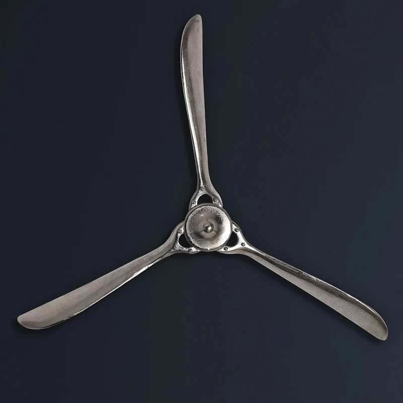 Wandpropeller Deko 85x85cm Silber Metall Flugzeug Aluminium Modern