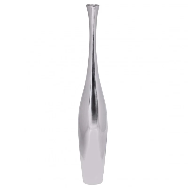 Vase BOTTLE S groß Aluminium modern Silber handgefertigt