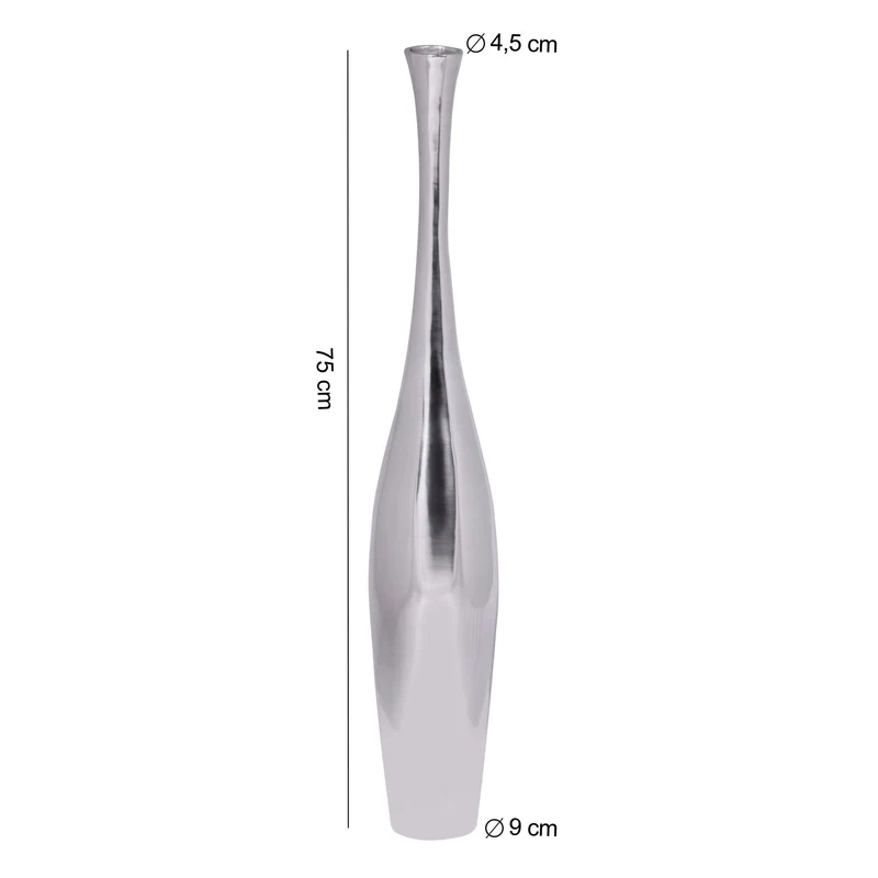 Vase BOTTLE S groß Aluminium modern Silber handgefertigt