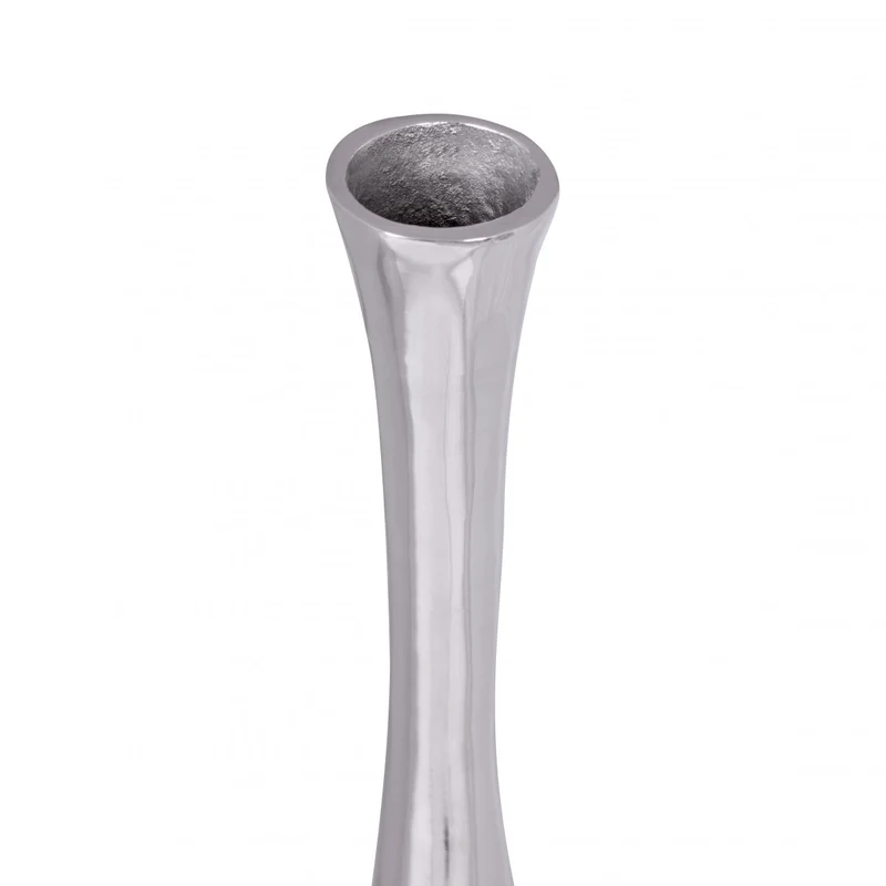 Vase BOTTLE S groß Aluminium modern Silber handgefertigt
