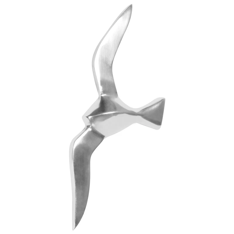 Wanddekoration Möwe Aluminium poliert 30cm Skulptur modern maritim