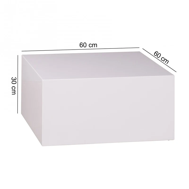Couchtisch MONOBLOC 60x60x30cm Hochglanz MDF Weiß quadratisch Cube