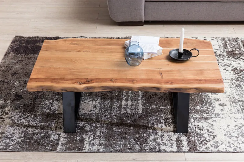 Couchtisch GAYA Massivholz Akazie Baumstamm 115x40x60cm Landhausstil