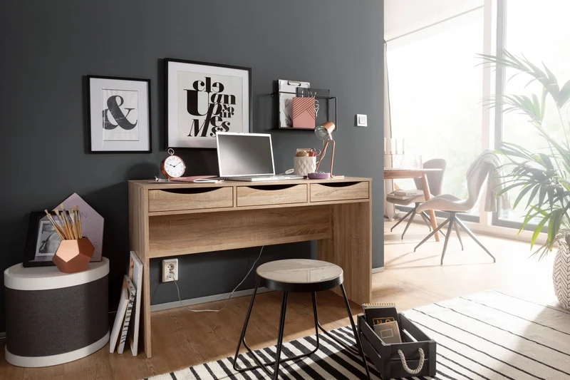 Schreibtisch MASSA 120cm Sonoma Eiche 3 Schubladen Stauraum Modern