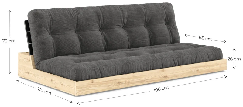 Sofa Ausziehsofa BASE Kiefer massiv lackiert, von Karup