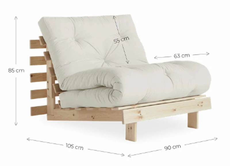 Schlafsofa ROOTS 90 cm Sofa Kiefer massiv unbehandelt, von Karup