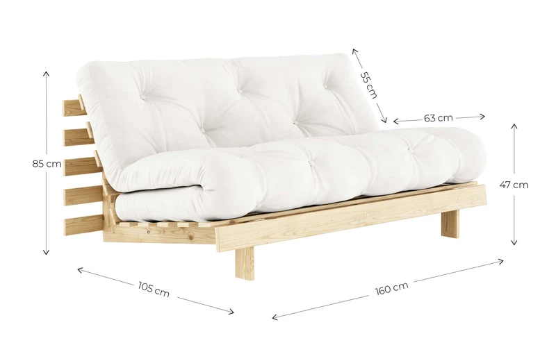 Schlafsofa ROOTS 160 cm Sofa Kiefer massiv unbehandelt, von Karup