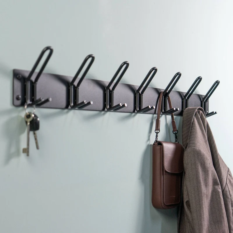 Wandgarderobe MILES 7 Minimalistische Hakenleiste Stahl-Look Spinder