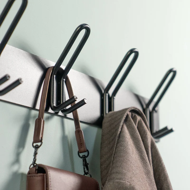 Wandgarderobe MILES 7 Minimalistische Hakenleiste Stahl-Look Spinder