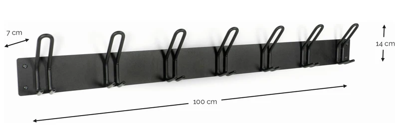 Wandgarderobe MILES 7 Minimalistische Hakenleiste Stahl-Look Spinder