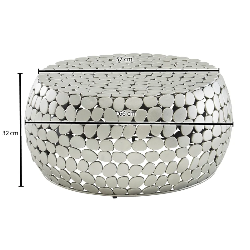 Couchtisch Aluminium Silber Rund 66x66x32cm Modern Wohnzimmer