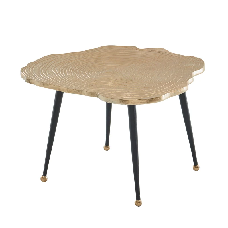 Couchtisch Aluminium Baumscheibe 64x64x37cm Gold Rund Modern Wohnzimmer