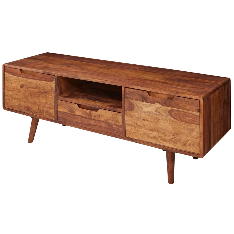 Lowboard Sheesham Massivholz 135x51x45cm Landhaus TV Kommode Schublade