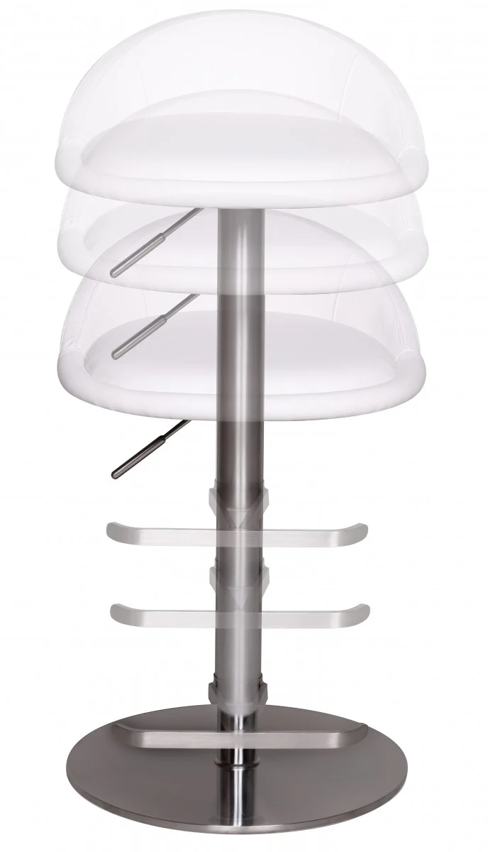 Barhocker WL1.282 höhenverstellbar 54-79cm Edelstahl Weiß Drehbar