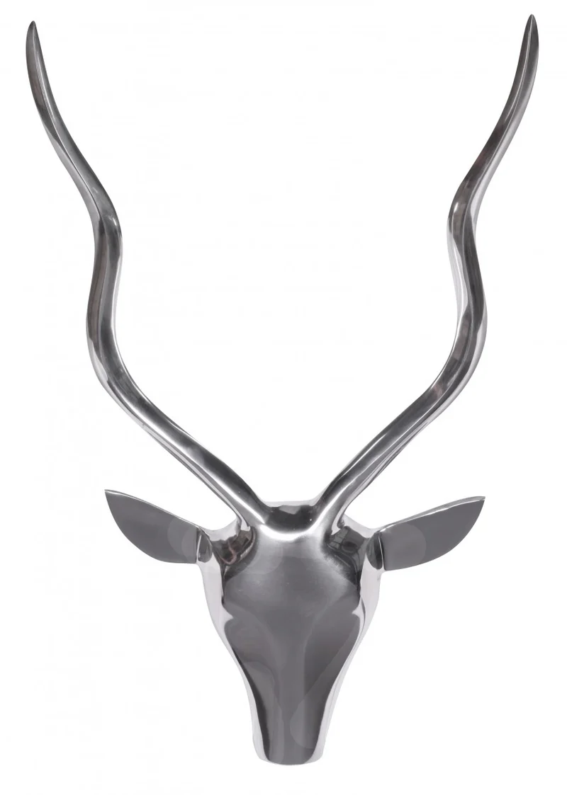 Hirschgeweih Wanddeko Aluminium Silber Landhausstil modern