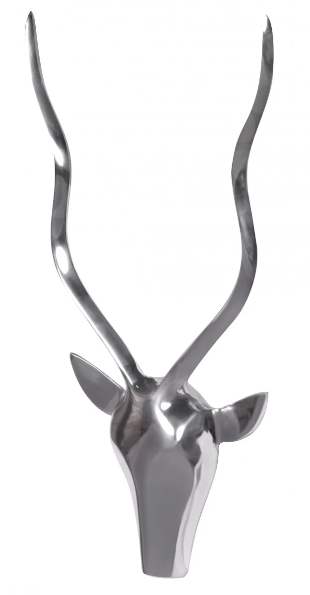 Hirschgeweih Wanddeko Aluminium Silber Landhausstil modern